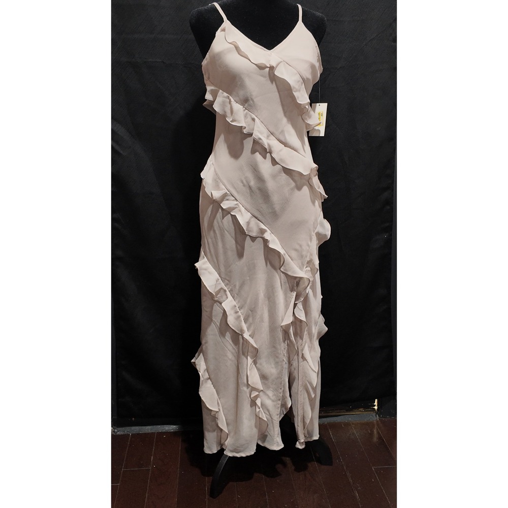 A New Day Womens Ruffle Tiered Maxi Dress Tan XS NWT 018 09 4583